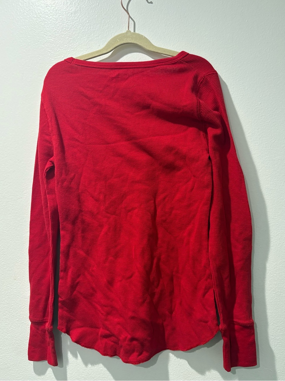 Old Navy Red Waffle Knit Long Sleeve Top NWOT